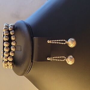 Vintage Antique Sterling Silver Bracelet And Earring Set